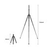 Height comparison showing 24 cm folded size and 144 cm maximum extension.