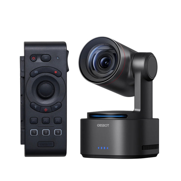 Front view of the OBSBOT Tail 2 Remote Combo against a white background