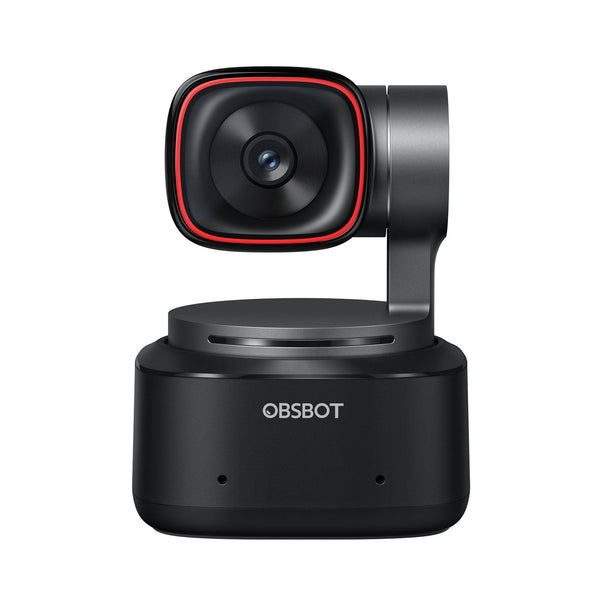 Black OBSBOT Tiny 2 shown from the front on a white background. – image 3