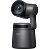 OBSBOT Tail Air Pack NDI PTZ camera front view showing lens, controls, and sleek design for professional video streaming.