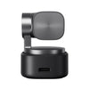 OBSBOT Tiny 3 AI-powered 4K PTZ webcam with spatial audio, showing the back view with ports and adjustable tripod connection.