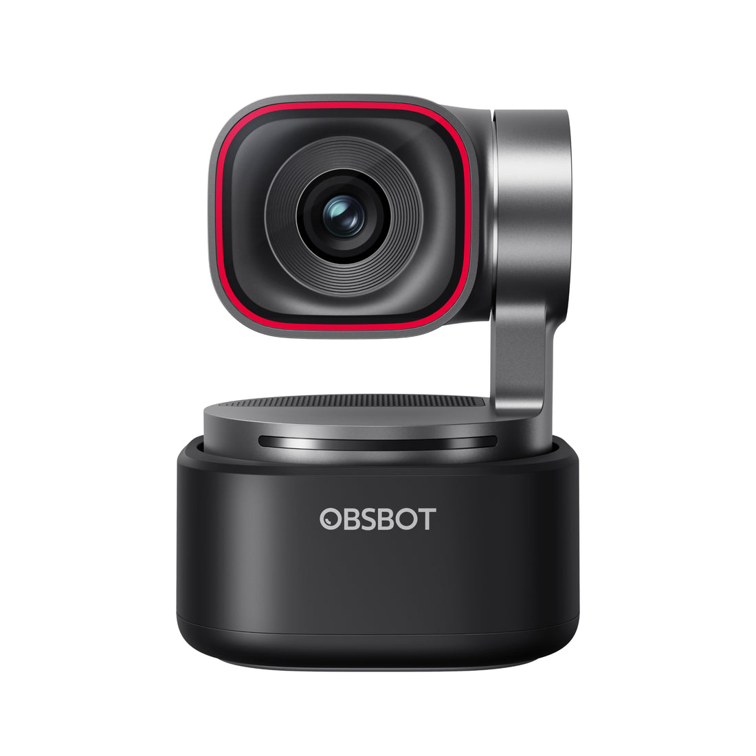 OBSBOT Tiny 3 AI-powered 4K PTZ webcam showing front view with sleek design and adjustable lens for high-quality video recording. – image 2