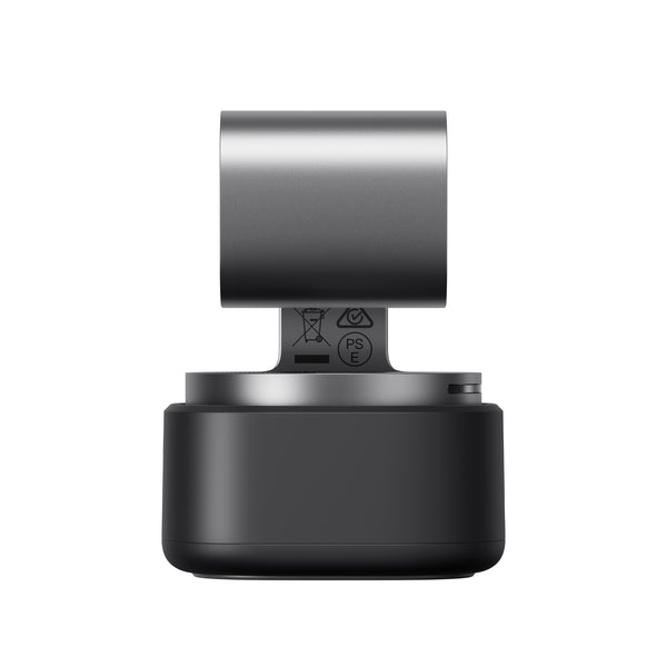 OBSBOT Tiny 3 AI-powered 4K PTZ webcam with spatial audio, shown from the left side view.