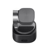Top view of OBSBOT Tiny 3 AI-powered 4K PTZ webcam with spatial audio, compact design, and adjustable lens for video conferencing.