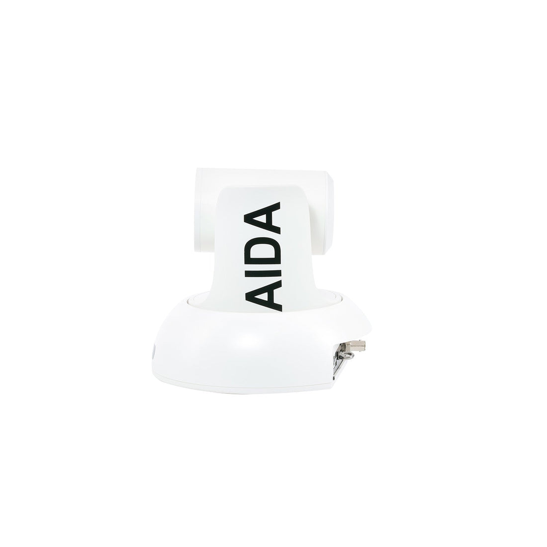 AIDA Imaging Full HD NDI HX3 PTZ camera with 20x optical zoom in white, shown from a side angle. – image 4