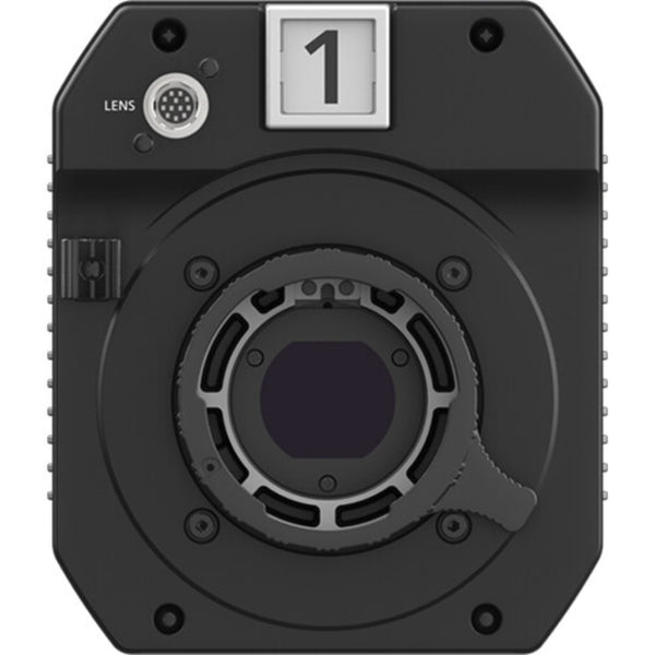 Panasonic AK-UBX100 4K multi-purpose camera front view showing lens mount and tally indicator on the camera body. – image 2