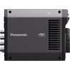 Side profile view of Panasonic AK-UBX100 4K multi-purpose camera showing its compact design and professional lens.