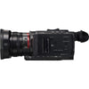 Panasonic HC-X1500 4K camcorder side control panel with buttons and dials for recording and settings adjustment.