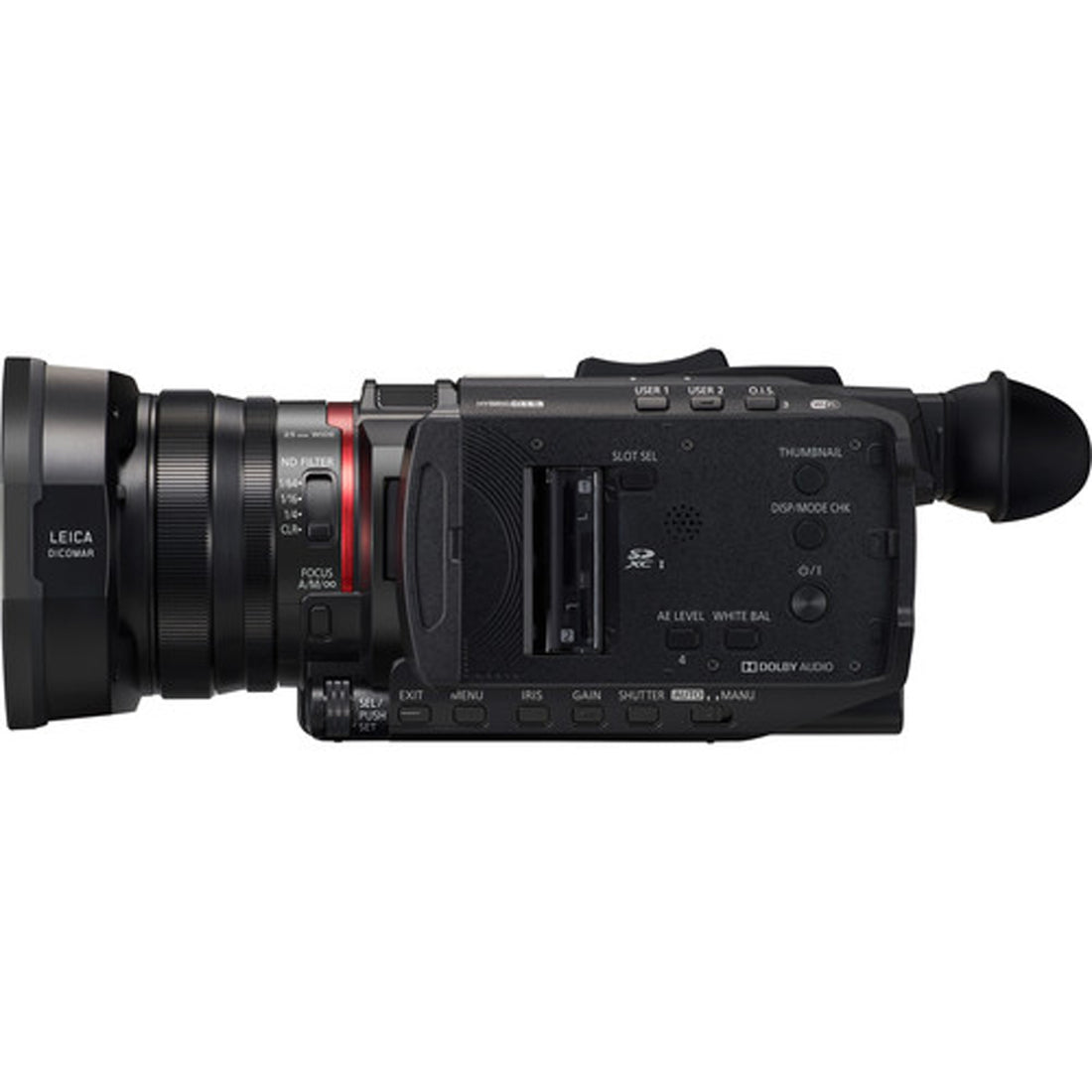 Panasonic HC-X1500 4K camcorder side control panel with buttons and dials for recording and settings adjustment. – image 3