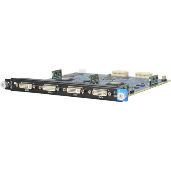 RGBLINK Quad DVI output module for X3 and X7 video processors, showing front view with four DVI ports and control interfaces.