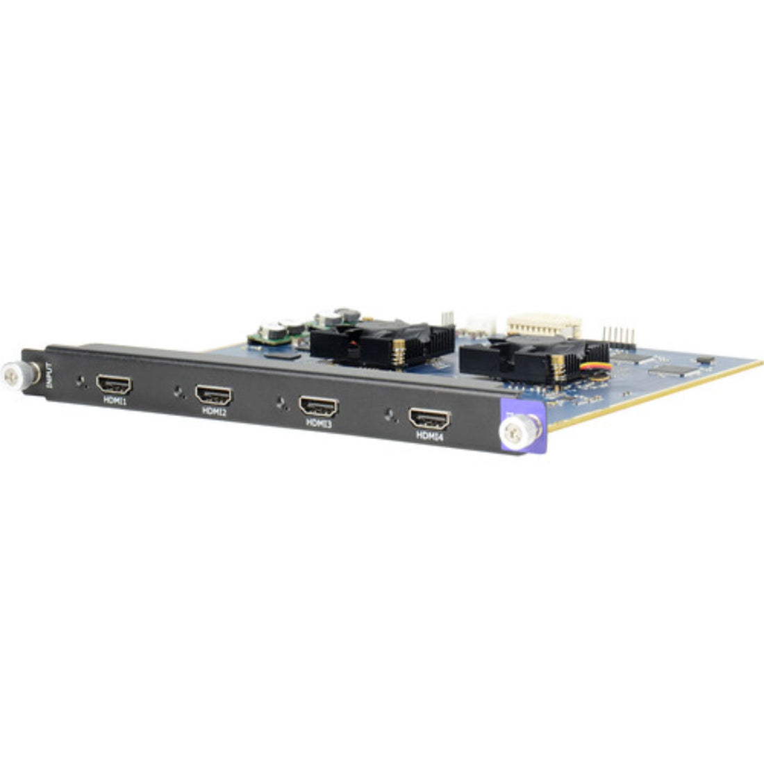 RGBLINK Quad HDMI input module with deinterlace for X3 and X7 video processors, shown from the front view. – image 1