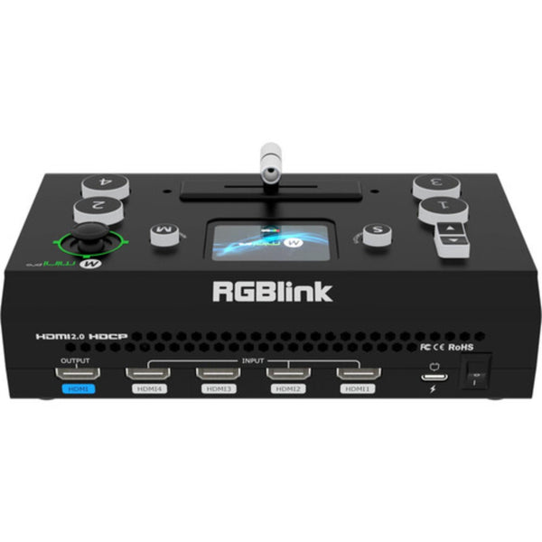 Rear view of RGBLINK mini-pro 2 dual channel production streaming switcher, showing input ports and controls for live video switching. – image 2
