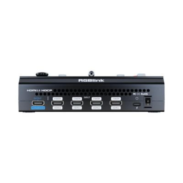 Rear view of RGBlink mini-pro v3 production switcher showing input and output ports for professional video switching. – image 2