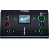 Top view of the RGBLINK mini-pro v3 production switcher showing multiple input ports and control buttons for live video switching.