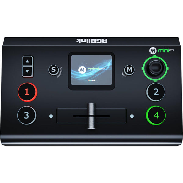 Top view of the RGBLINK mini-pro v3 production switcher showing multiple input ports and control buttons for live video switching. – image 3
