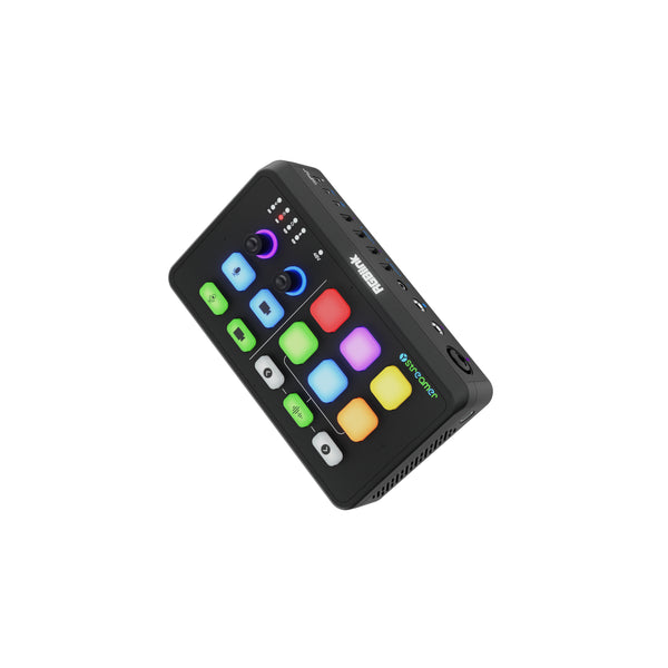 Diagonal top-down view of the RGBlink Ystreamer production switcher with multiple input and output ports. – image 7