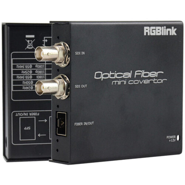 RGBLINK MSP 217 3G-SDI to optical fiber extender set with two units, connected by fiber optic cables, for high-definition video transmission – image 2
