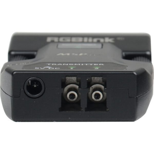 Bottom view of RGBLINK MSP 314-2 2K60 DVI to optical fiber extender set, showing connectors and fiber optic cables. – image 3