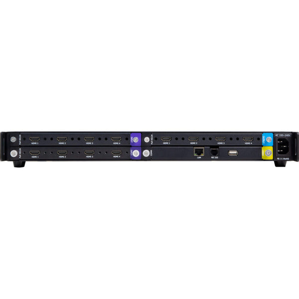 Rear view of RGBLINK Q16pro Gen2 1U 4K multilayer video wall splicing processor, showing input ports and rear panel connections. – image 2