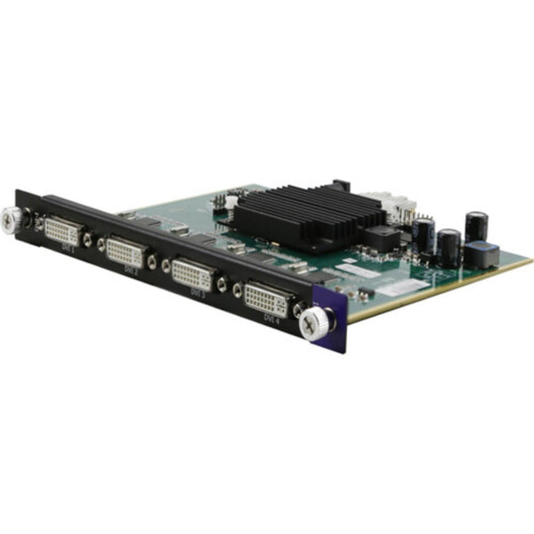 Front view of the RGBLINK Quad DVI-I Input Module for Q16pro multiviewer accessories, featuring four DVI-I input ports. – image 1