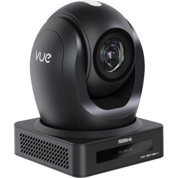 RGBLINK Vue PTZ camera with NDI, AI tracking, and 30x optical zoom, shown from front view highlighting lens and camera body. – image 1