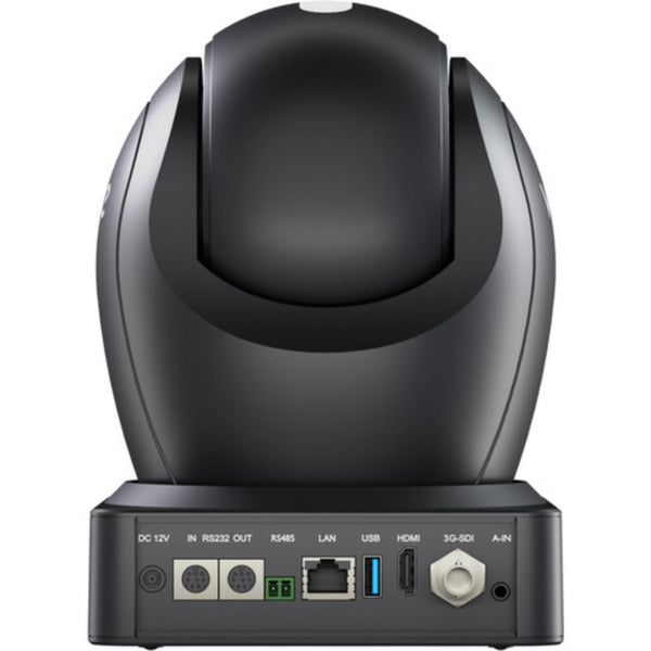 Rear view of RGBLINK Vue PTZ camera with NDI, AI tracking, 30x optical zoom, showcasing its lens and connection ports. – image 2