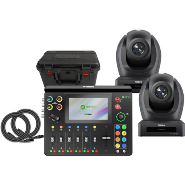 RGBLINK mini-MX SDI 10-channel production switcher with 2 Vue PTZ 20x cameras featuring AI dynamic tracking – image 1