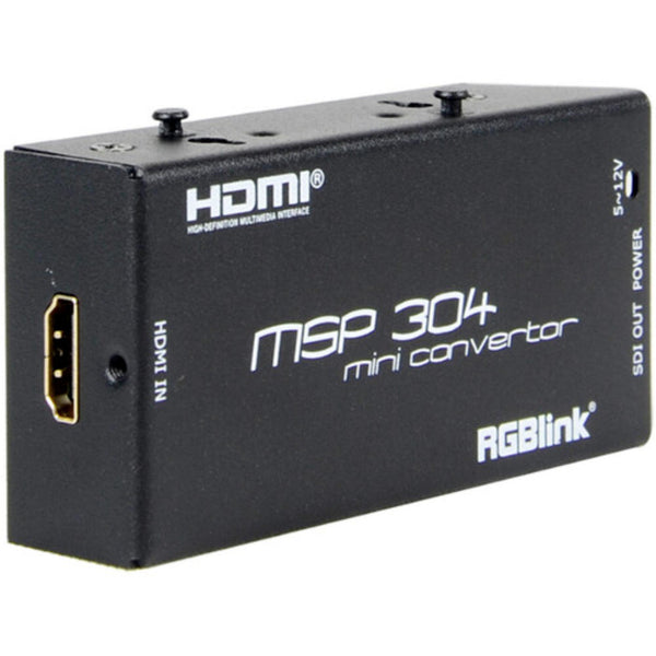RGBlink MSP 304 HDMI to SDI mini converter showing front view with HDMI and SDI ports on a compact device. – image 1