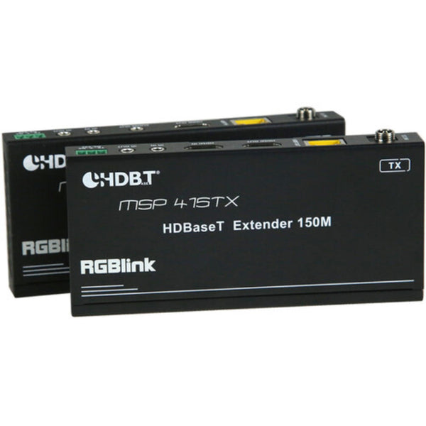 RGBlink MSP 415 HDMI 2.0 to HDBaseT extender set showing front view with ports and branding for high-definition signal extension. – image 1