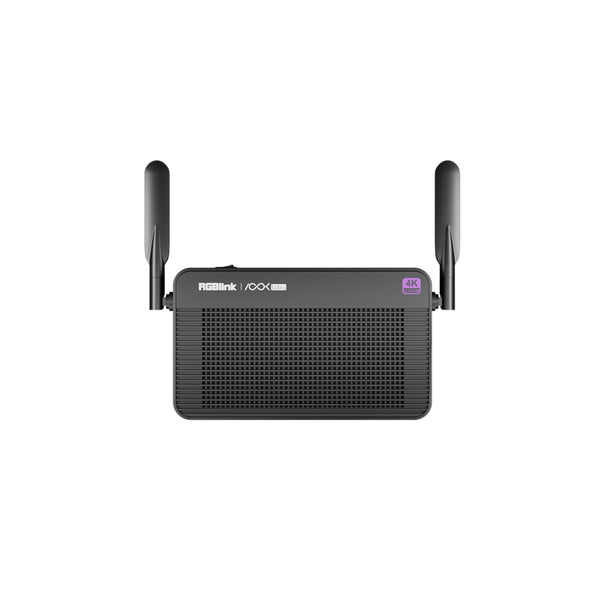 Top view of RGBlink ASK Ultra p2p 4K Wireless HDMI Extender, featuring transmitter and receiver components.