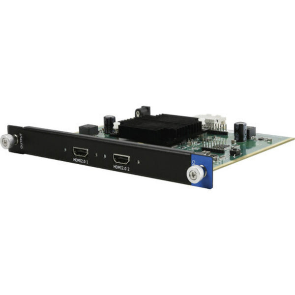 RGBlink Dual HDMI 2.0 output module for Q16pro Gen2 video router, showing HDMI ports on a compact black device. – image 1
