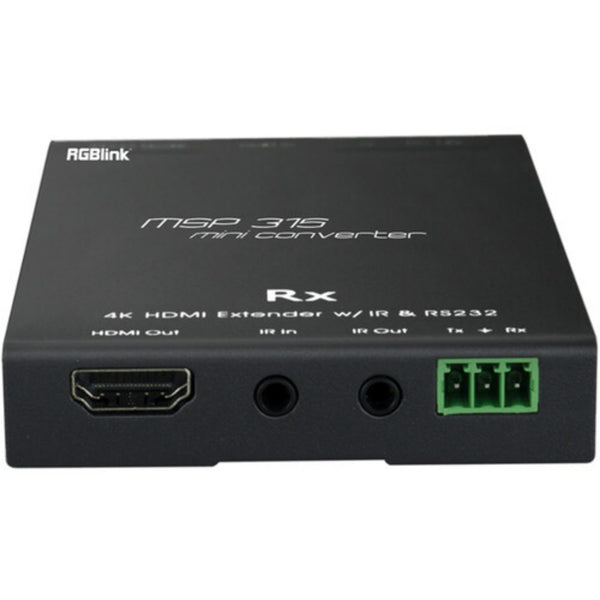 RGBlink MSP 315-4 HDMI 1.4 to HDBaseT extender set receiver front interface view, showing connection ports and design features. – image 2
