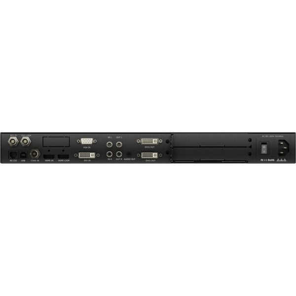 RGBlink X1-S Gen2 LED video processor rear panel showing connectivity ports and multiviewer features.