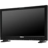 RGBLINK Aura UHD 32-inch 12G-SDI professional video monitor with gold mount, front left view showing high-resolution display and controls.
