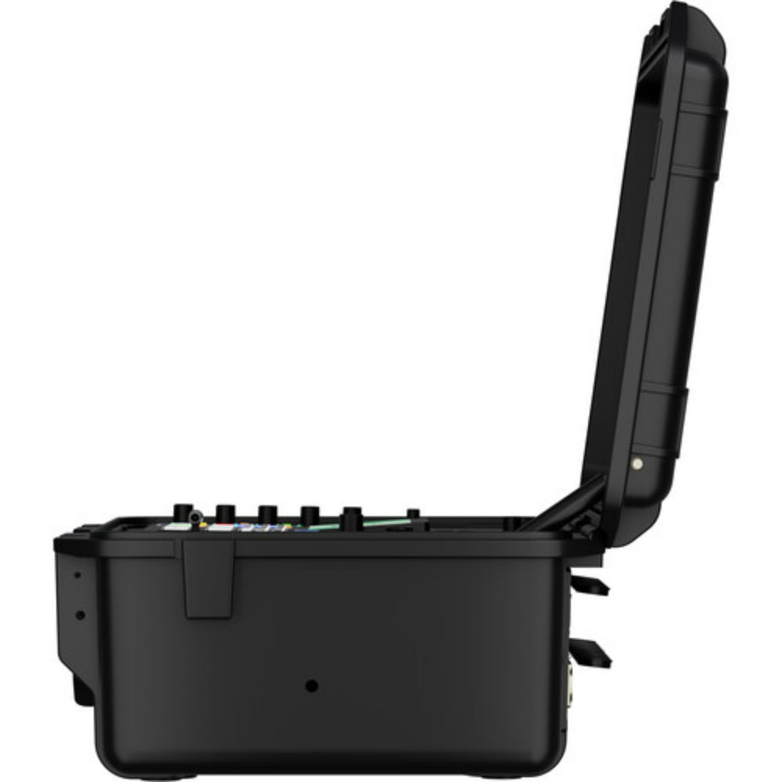 RGBlink mini-edge-4S portable video switcher with HDMI and SDI ports, shown in open case side profile view. – image 8