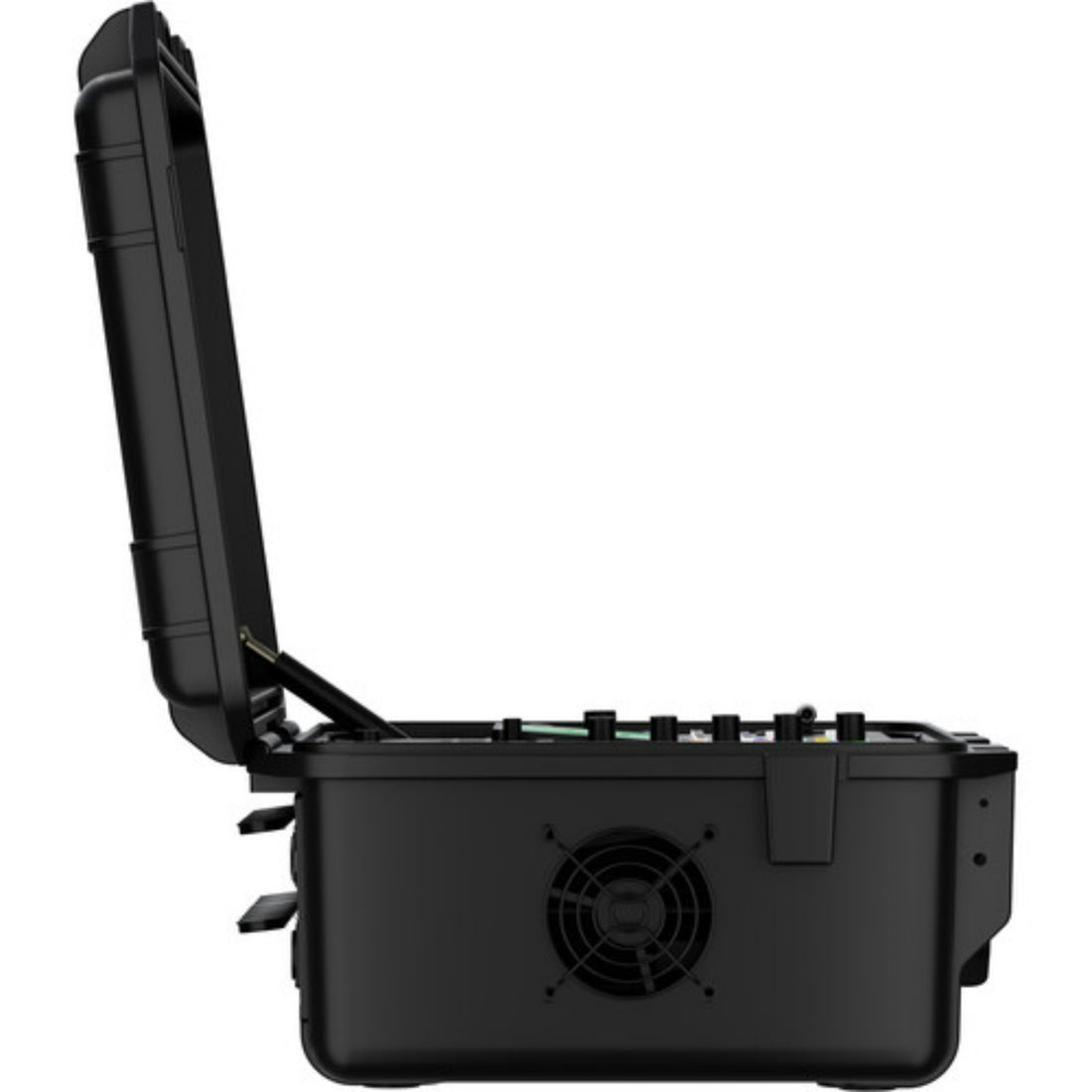 RGBlink mini-edge-4S portable HDMI/SDI video switcher with side profile view showing open case and input/output ports. – image 7