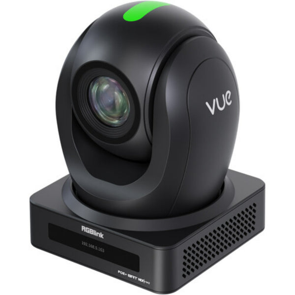 RGBlink Vue PTZ Camera with 20x optical zoom, AI dynamic tracking, green tally light, shown from right 3/4 perspective. – image 1