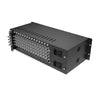 Kiloview RU03S 32-channel rackmount streaming encoder frame with dual 300W power supplies, 3RU height, and dual-channel cards.