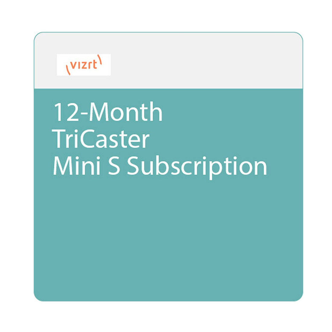 Vizrt TriCaster Mini S subscription for live streaming, showing the annual plan packaging and product branding. – image 1