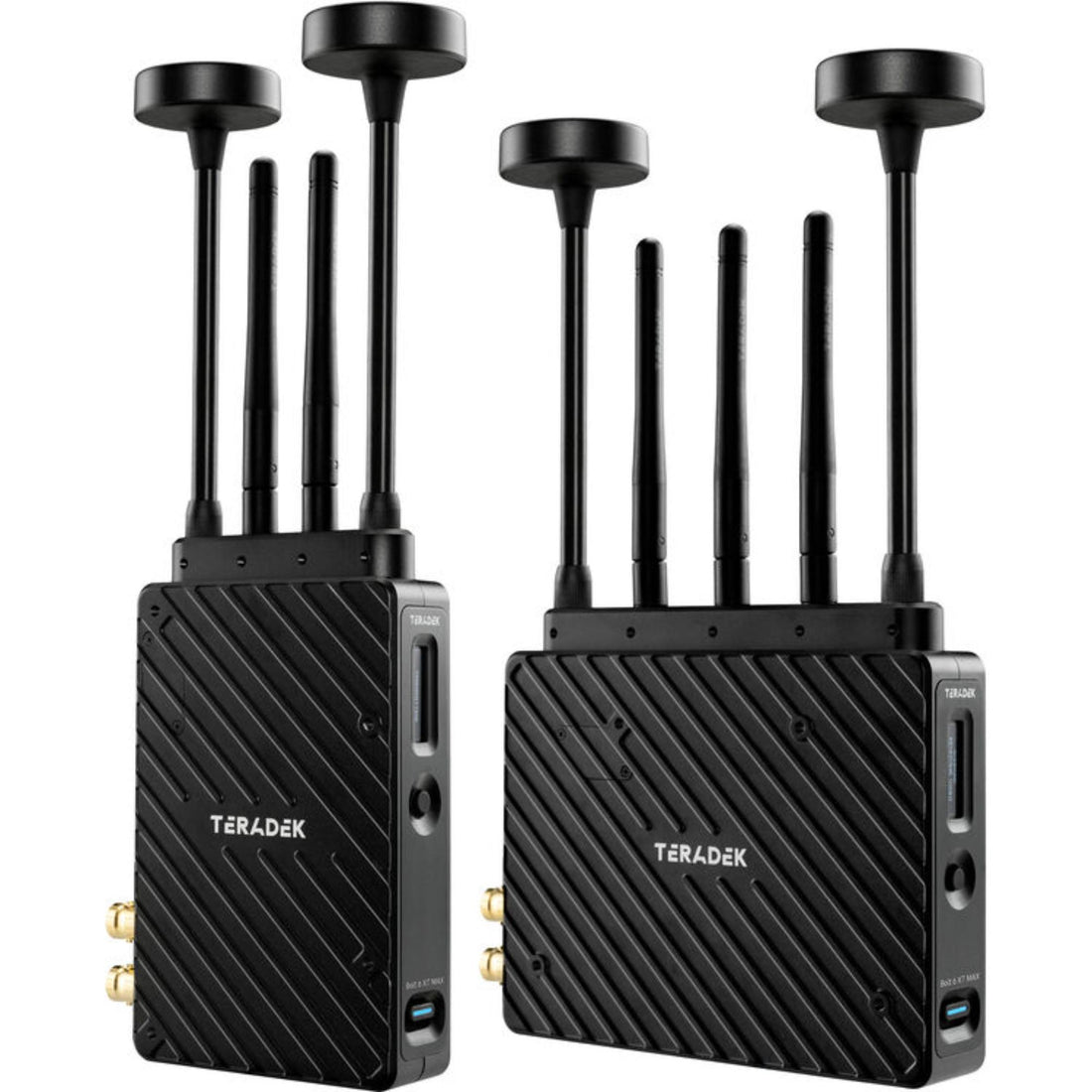 Teradek Bolt 6 XT MAX wireless video transmitter and receiver kit with V-mount, SDI and HDMI ports, front right view. – image 4