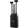 Teradek Bolt 6 XT MAX wireless video transmitter with gold mount, showing front and right side in a professional setup.