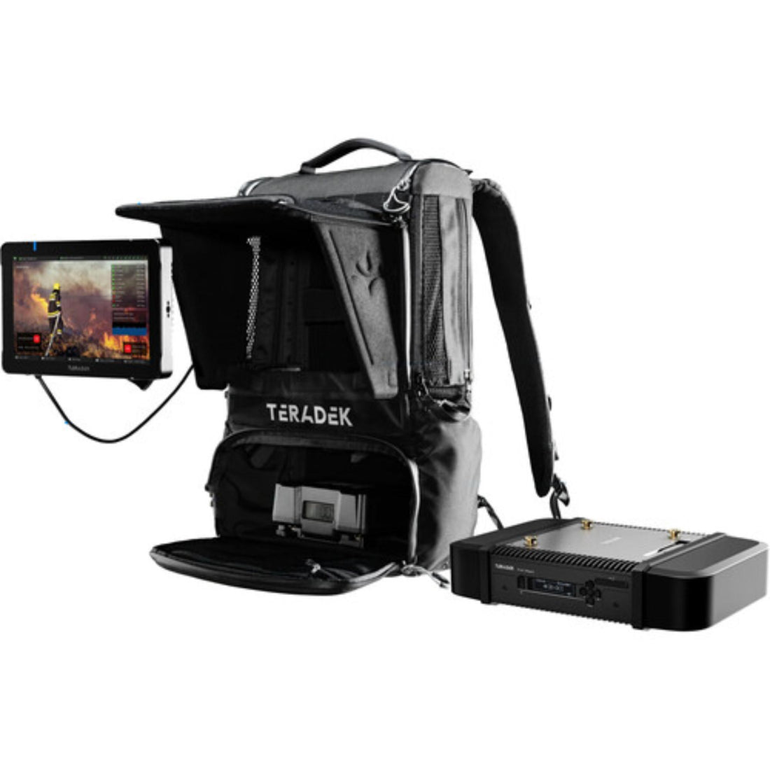 Teradek Prism Jetpack V-Mount video transmitter with V-mount battery plate and connection ports for professional video production. – image 1