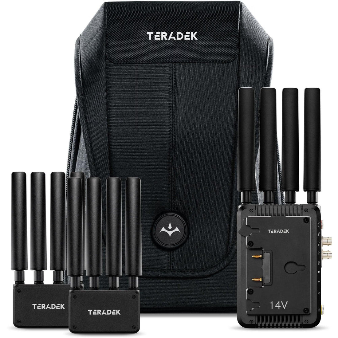 Teradek Prism Mobile Backpack Mk II 4G Gold Mount streaming encoder with dual 5G antennas and compact design for live broadcasting. – image 1