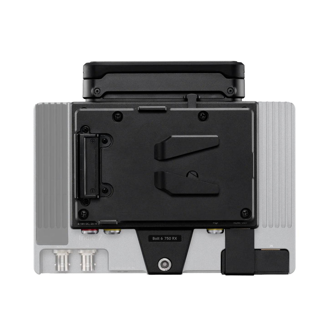 Teradek Bolt 6 Monitor Module 750 Wireless Video Receiver with internal antenna mounted on V-mount for professional video production – image 3
