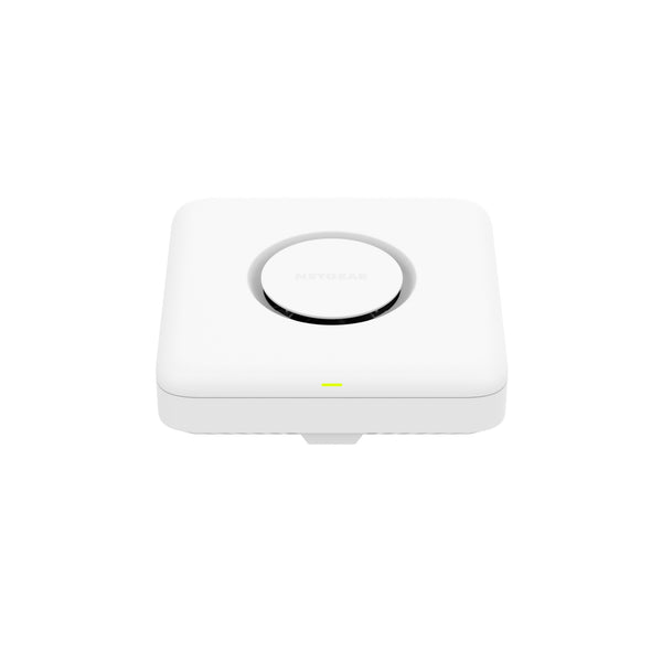 Netgear WBE758 Tri-Band WiFi 7 wireless access point with front view, showing sleek design and multiple antenna ports. – image 3