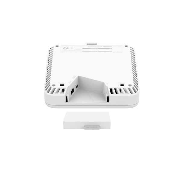 Netgear WBE758 Tri-Band WiFi 7 wireless access point with open rear cover revealing internal components. – image 6