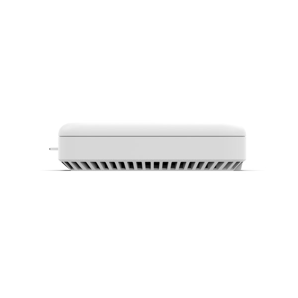 Netgear WBE758 Tri-Band WiFi 7 wireless access point shown from a shadowed side angle, highlighting its sleek design. – image 18