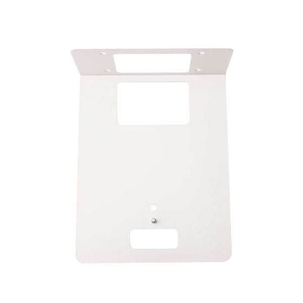 AIDA Imaging PTZ wall mount bracket in white for universal PTZ cameras, shown attached to a wall. – image 2