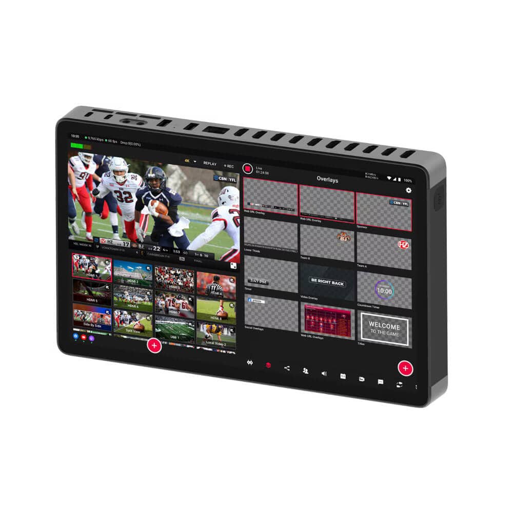 YoloLiv YoloBox Extreme 4K live streaming video switcher displaying multiple camera feeds on a touchscreen interface. – image 7