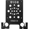 IDX System Technology multipurpose cheese plate for P-Vmicro V-mount video camera, shown attached to the camera setup.